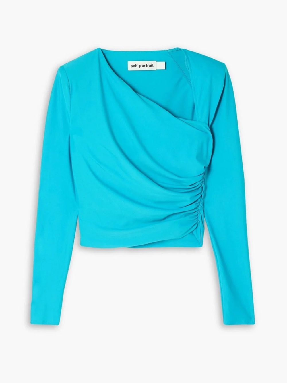 Self-Portrait Blue Jersey Ruched Top - Picture 2 of 9
